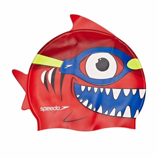 SPEEDO Sea Squad Character Swim Cap Red Fish CHILDRENS SILICON SWIMMING CAP 